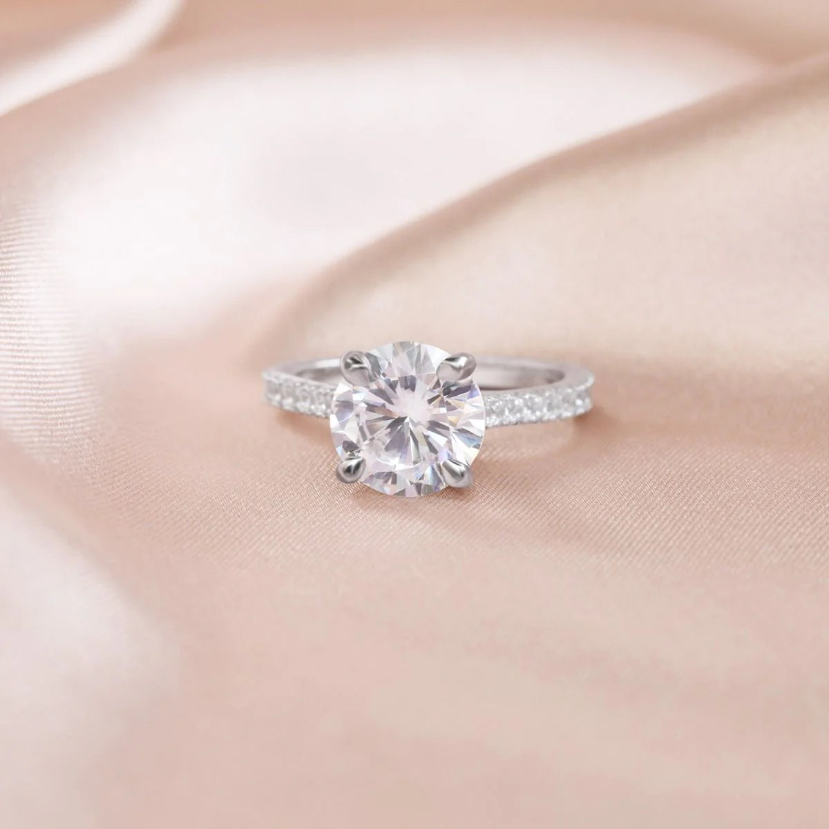 Freja Gem Spark Ring White - Silver